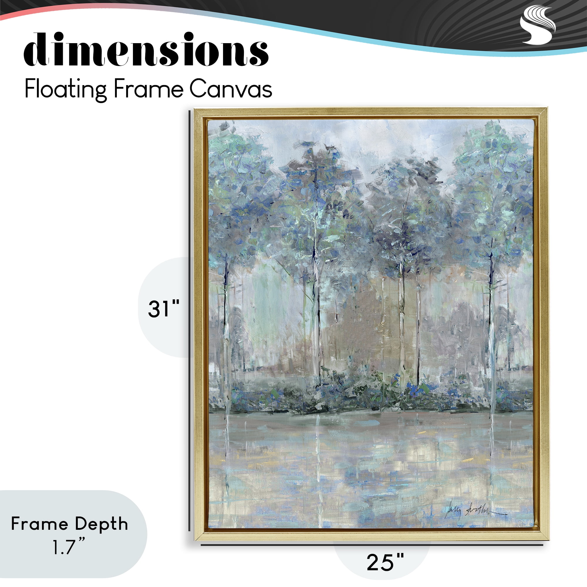 Stupell Industries Subdued Impression of Trees Gold Framed Floater Canvas Wall Art, design by Sally Swatland