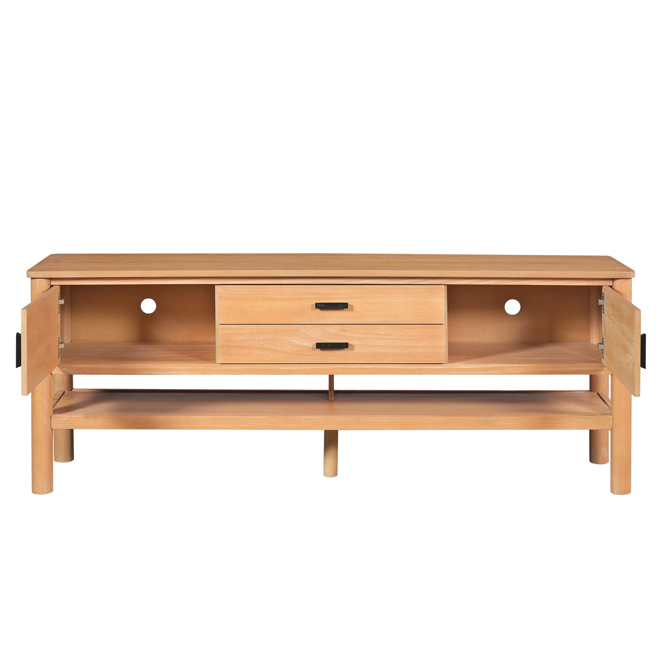 Christopher Knight Home 70" Modern Wood TV Stand, Media Console with Doors and Drawers, Light Oak