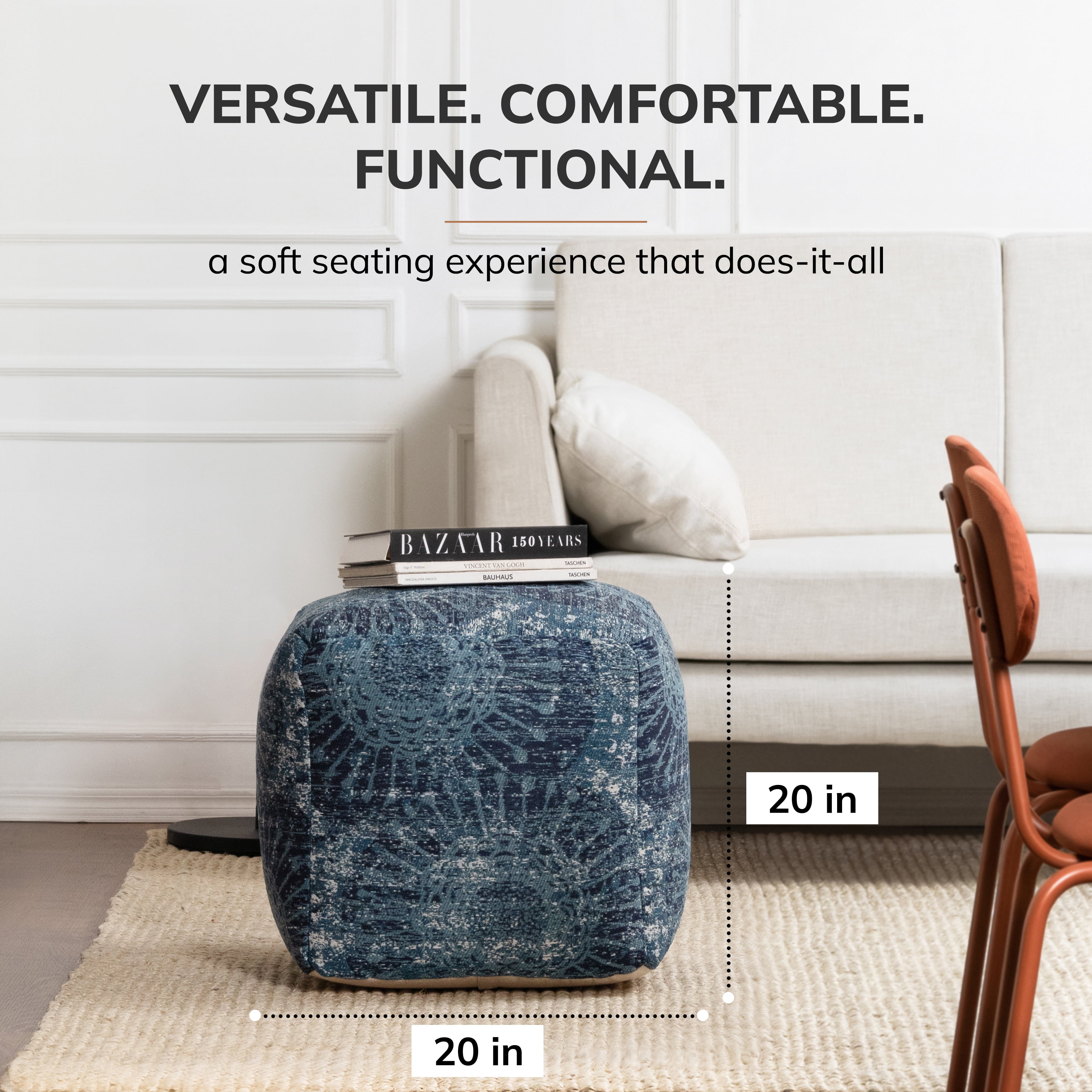 Anji Mountain Polyester Square Poufs