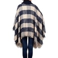 thumbnail image 2 of Women's Plaids & Checks High Neck Poncho with Tassel (Ivory), 2 of 2