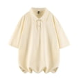 thumbnail image 6 of Afuyipoi Men's Polo Shirt,Fashionable Short Sleeve Large Size Loose Lapel Tees Beige 5XL, 6 of 6