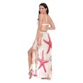 thumbnail image 3 of FORMRS Womens Long Sarong Beach Wrap Semi-Sheer Bikini Skirt Bathing Swimsuit Cover Up, Beige Starfish, 3 of 7