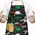 thumbnail image 2 of Black Rawr Dinosaur Skeleton Pattern Apron-Garden Aprons for Women with Pockets-Cotton Linen Waterproof Kitchen Cooking Gardening Aprons Adjustable for Kitchen,Cooking,BBQ and Salon 33x27 Inch, 2 of 7