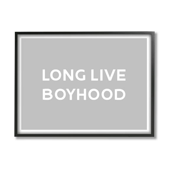 Stupell Industries Long Live Boyhood Minimal Phrase Inspirational Painting Black Framed Art Print Wall Art