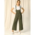 thumbnail image 3 of INSPIRE CHIC Women's Button Front High Waist Belted Straight Fit Overall Jumpsuit, 3 of 6