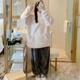 thumbnail image 3 of Conjunto de pijama de lana de Coral para mujer, ropa de dormir cálida de talla grande 6XL, 150kg, Top de manga larga y pantalones, traje de casa para mujer, 3 of 5