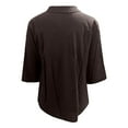 thumbnail image 4 of Hiiyo T-Shirt pour Femme à Manches 3/4, Col Ras du Cou, T-Shirt Ample Décontracté, Brun TTG, 4 of 4