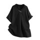thumbnail image 5 of Ropa para adolescentes,Túnica de manga corta con cuello en V para mujer, blusa holgada, tela de poliéster suave, ropa informal para el hogar, sopatenor, 5 of 9