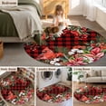 thumbnail image 5 of Round Rug 7Ft Washable Non-Slip, Cardinal Bird Circle Area Rugs for Living Room Bedroom, Poinsettia Pine Cones Berry Flowers Red Plaid Indoor Floor Mats Carpet Runner for Home Decor Aesthetic, 5 of 8