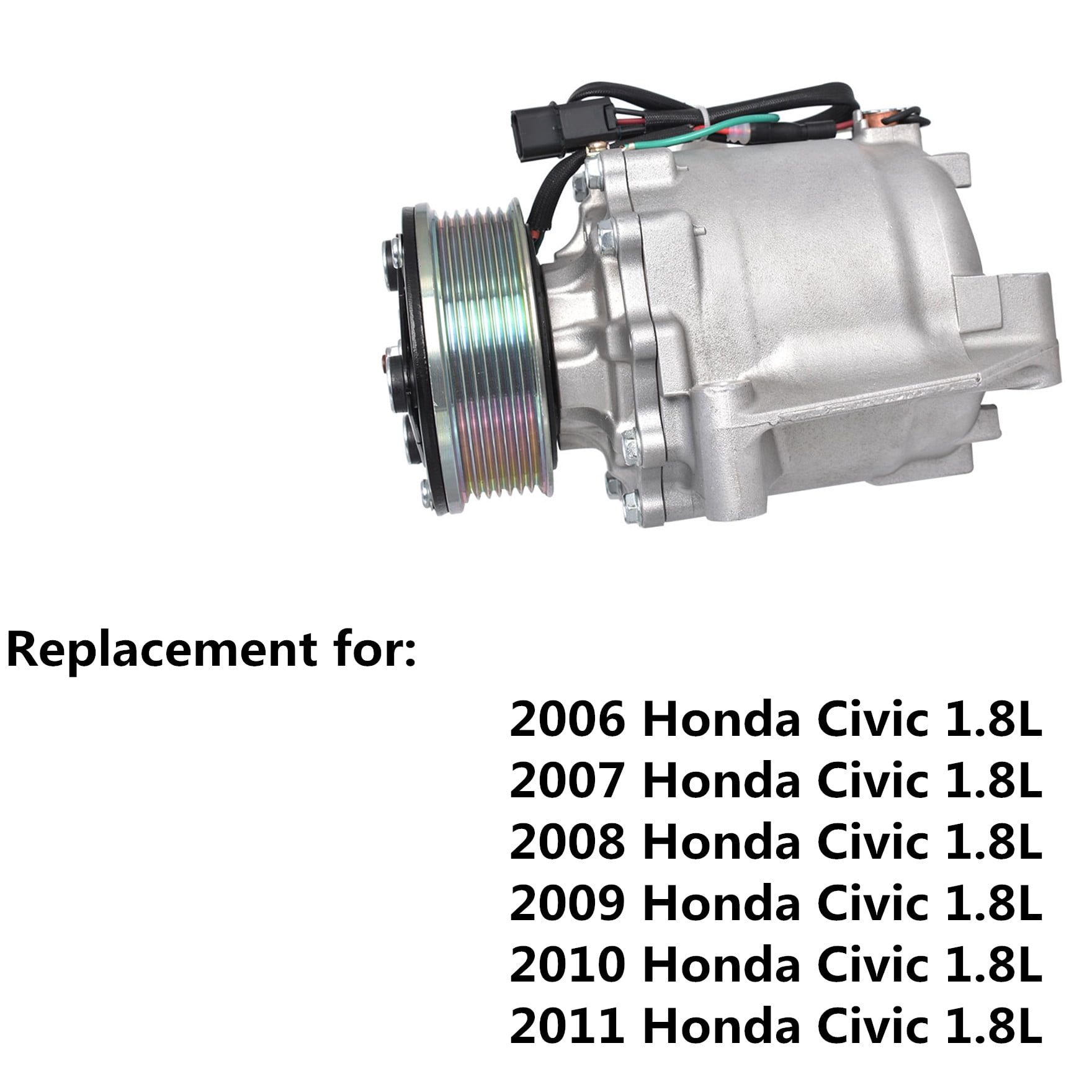 Genrics For 2006 2007 2008 2009-2011 Honda Civic 1.8L A/C AC Compressor and Clutch