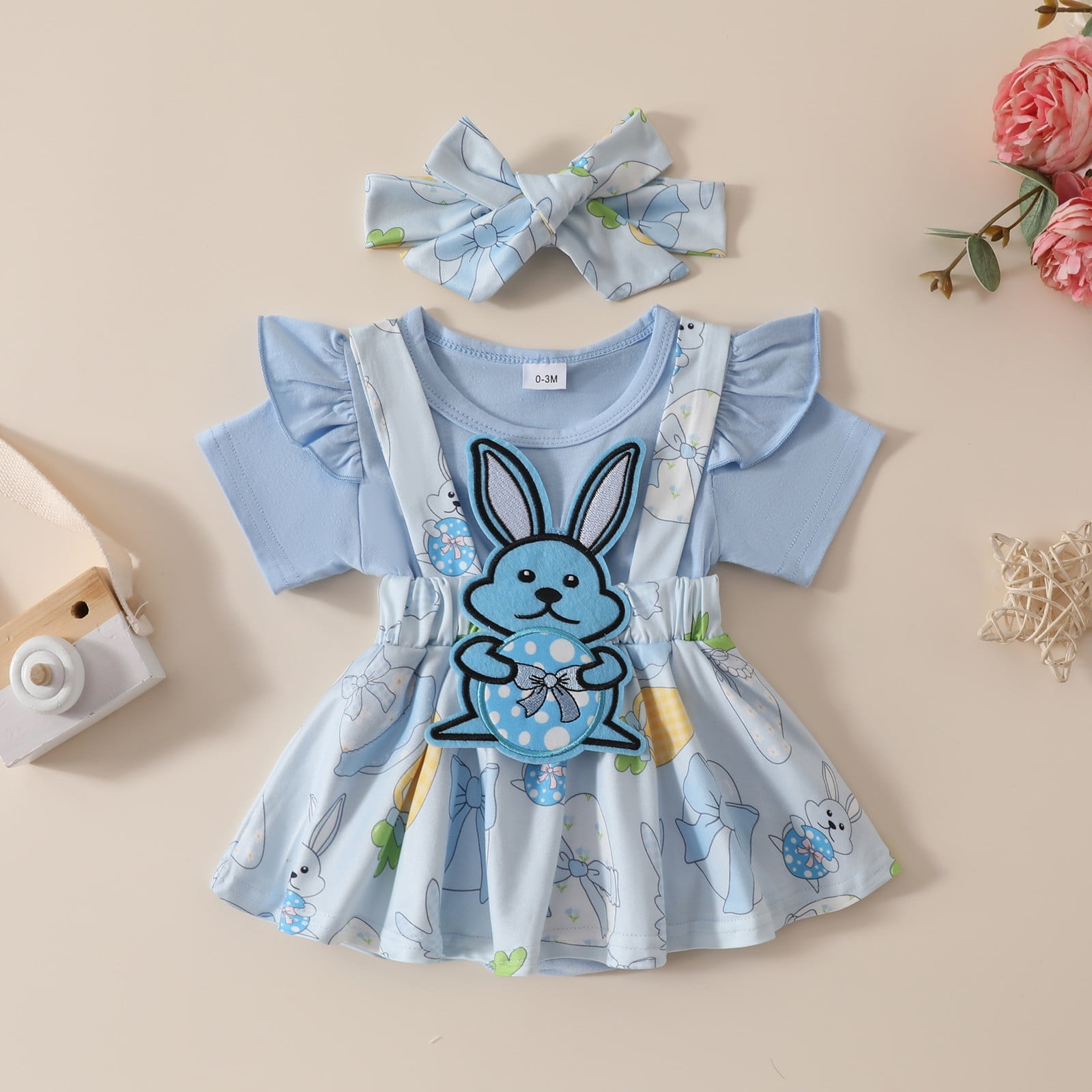 Tenue de Pâques pour Bébé Fille Nouveau-Né Brodé Lapin Bébé Garçon