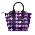 thumbnail image 3 of Single Shoulder Bag Rivet Bag 7.48×7.48×3.94in Removable Shoulder Belt Can Be Held Or Diagonal Across A Variety Of Matching Styles Violet Retro Houndstooth_1, 3 of 6