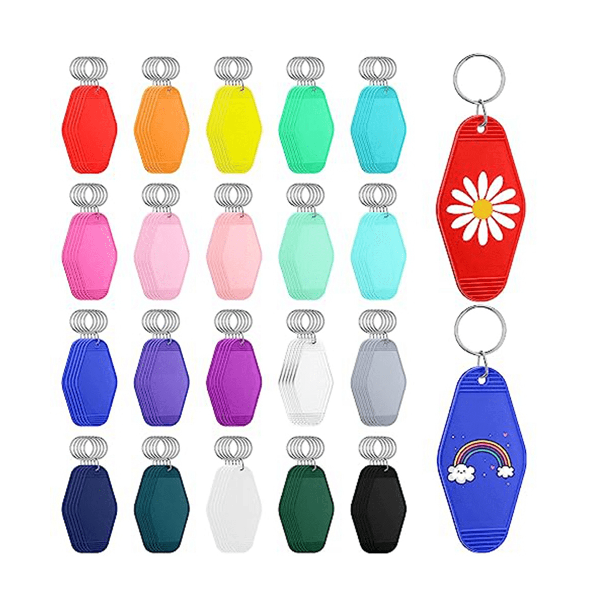100Pcs Blank Hotel Motel Keychain 20 Colors Rhombus Motel Key Tags