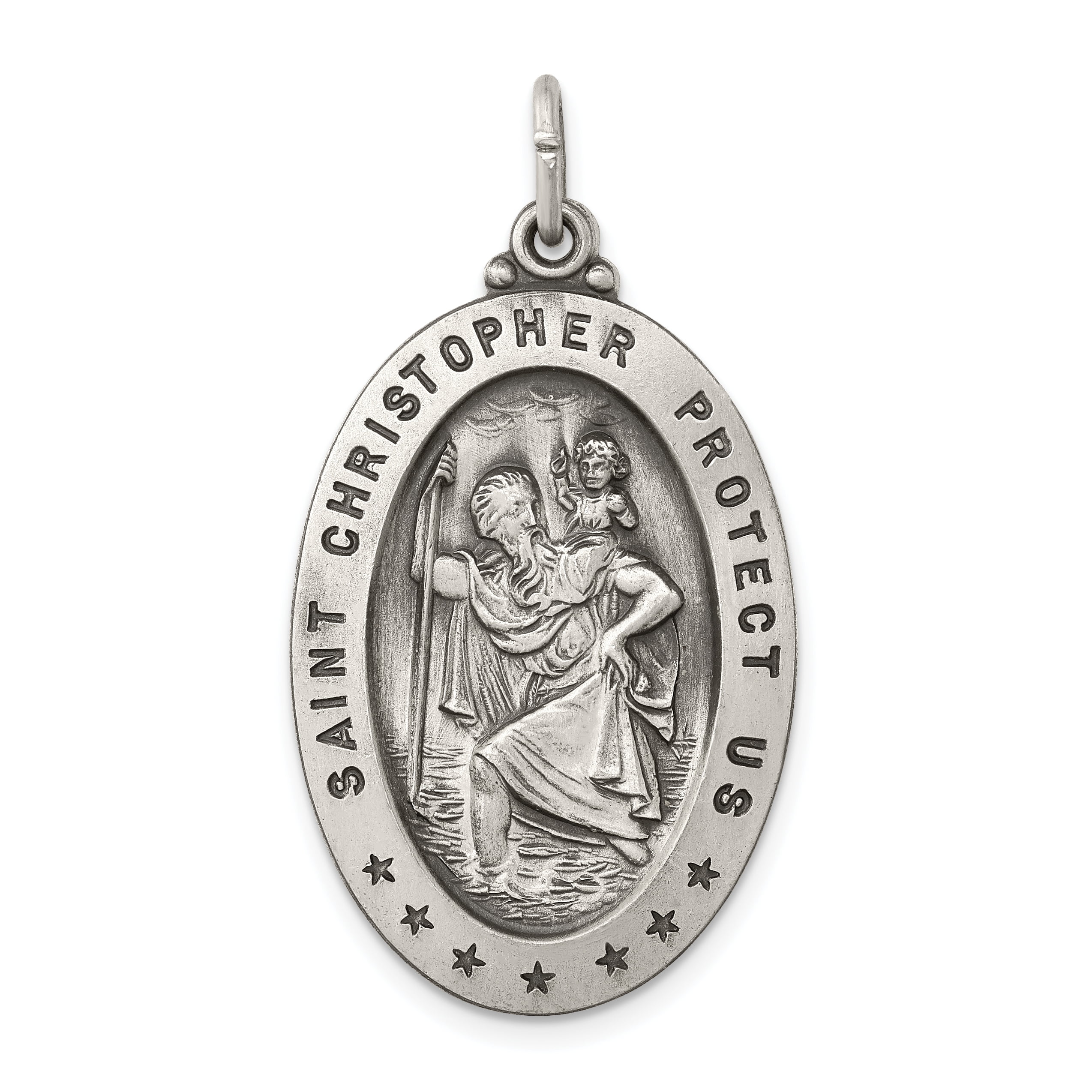 Beautiful Sterling silver 925 sterling Sterling Silver St Christopher Medal 
