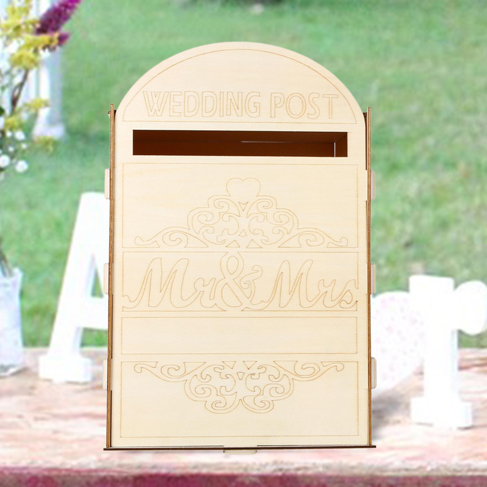 Tachiuwa Wedding Card Box Letterbox Decorative DIY Wood Wedding Decor Unpainted Wedding Post Box Envelope Gift Post Card Box for Party B