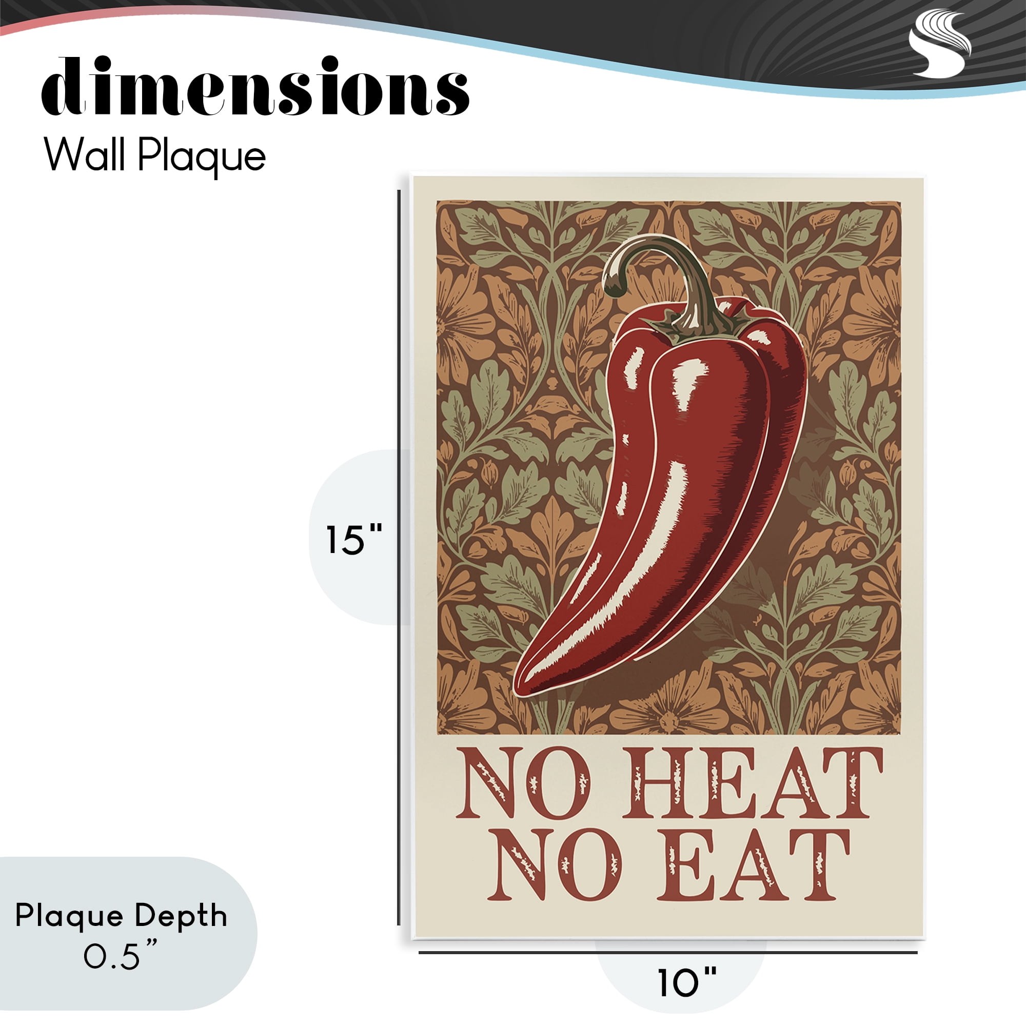 Stupell Industries No Heat or Eat Pepper Wall Plaque Art, design by Andreas Magnusson