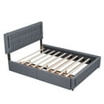 thumbnail image 6 of Harper & Bright Designs Queen Size Platform Bed with Trundle and 2 Drawers, Modern Linen Upholstery Bed Frame with LED Light Headboard, Gray, 6 of 18