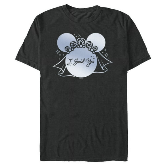 Disney I Said Yes Proposal Engagement Bridal Veil Minnie - Short Sleeve Blended T-Shirt for Adults - Customized-Dark Heather