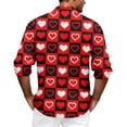 thumbnail image 3 of Fgvctg Long Sleeve Button Down Shirts for Men Cotton Shirt Collared Soft Blouse Date Day Love Heart Print Plus Size Business Casual Outfits Deep Red 4XL, 3 of 5