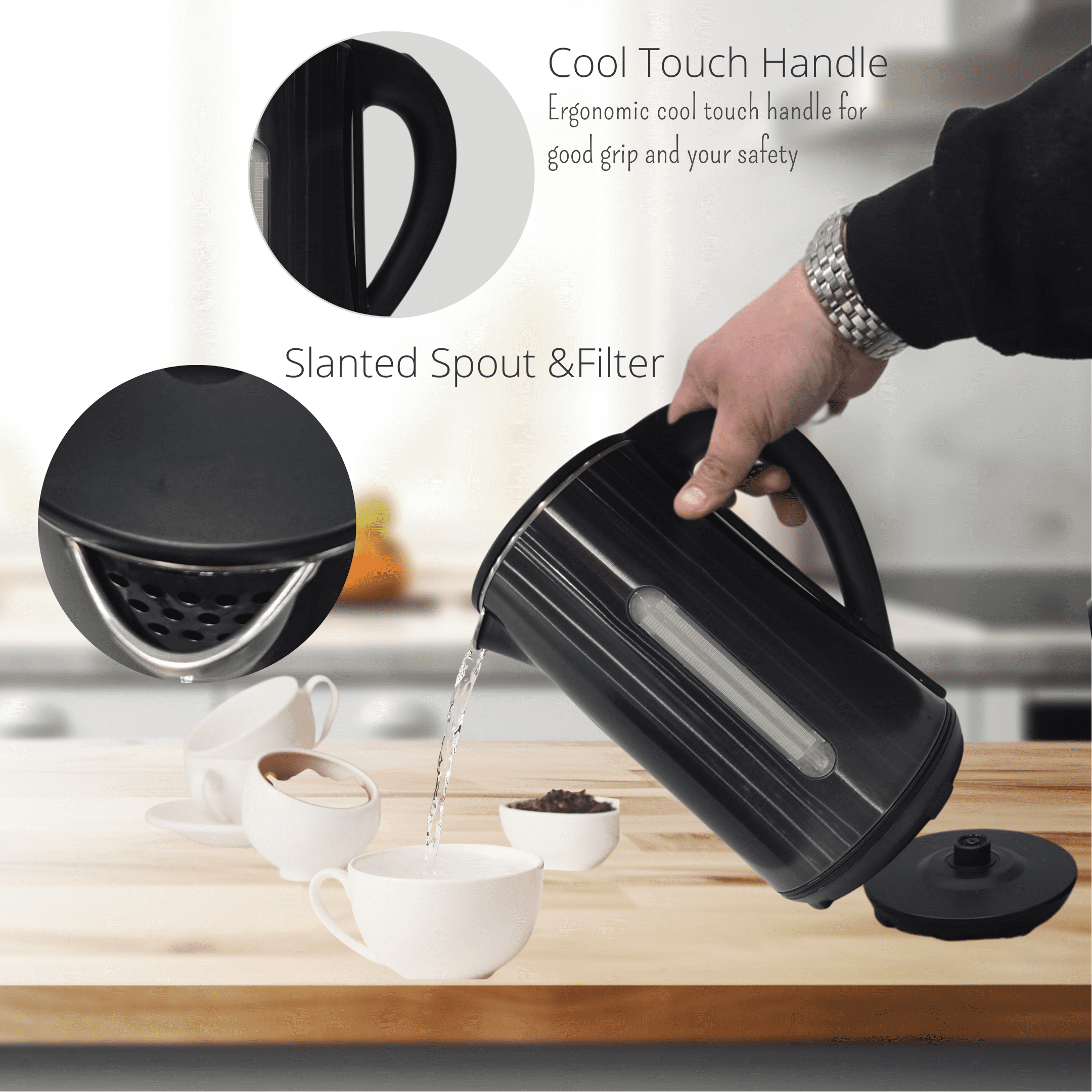 Electric Kettle For Coffee & Tea - 1.8L Water Boiler Auto Shut-Off 1000W