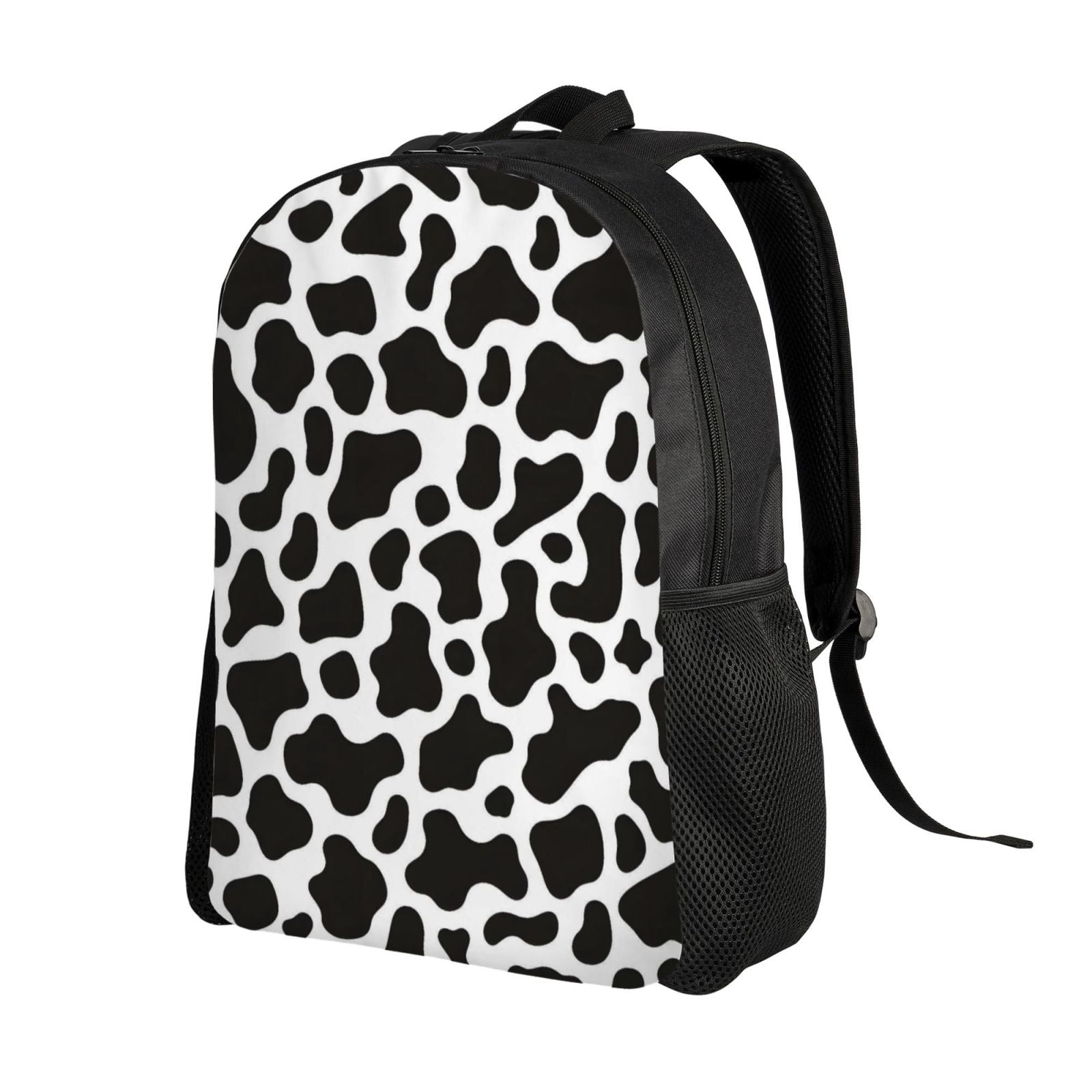 Single Side Full Backpack 16.1×11.8×4.5in Large Capacity Breathable Shoulder Belt Leisure Simple And Strong Bearing Capacity Black White Cow Print