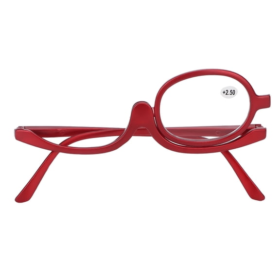 Magnifying Makeup Glasses, Single Lens Rotatable Fashionable Eye MakeUp Glasses Cosmetic Reading Glass Folding Eyeglasses for Women Red ( 2.50)