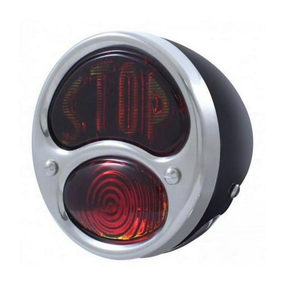 United Pacific 1928-31 Model A Tail Lamp w/ Black Housing Glass STOP Lens - 12V L/H Tail Light A1037-12VSTP