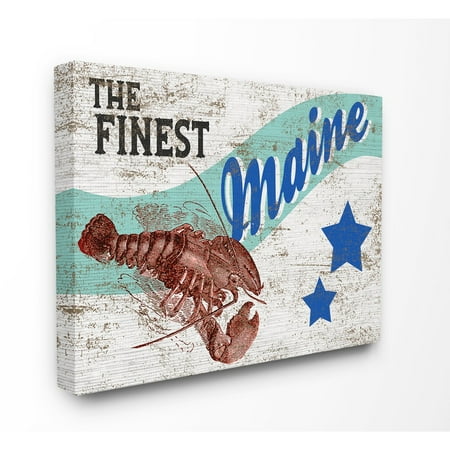 Finest Art - The Stupell Home Decor Collection Rustic Americana Star Crate Finest Lobster Maine State Stretched Canvas Wall Art, 16 x 1.5 x 20