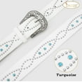 thumbnail image 4 of Rhinestone Turquoise Belt for Women Men Western Cowboy Cowgirl Bling Studded Rivet Leather Belt, 4 of 8