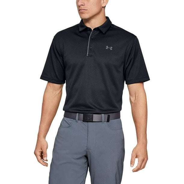 Polo de golf Under Armour Tech para hombre, color negro/grafito, talla XXL
