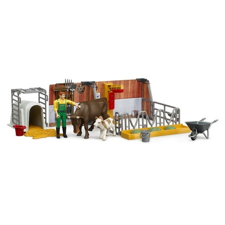 Bruder 62611 Bworld Cow and Calf w/ Farmer *NEW*