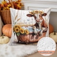 thumbnail image 2 of Outdoor Pillow Covers Waterproof Pillow Cases Protector Farm Animal Bathtub Cow Sunflower Pillowcase Pack of 2 Farmhouse Wooden Throw Cushion Case for Pation,Couch,Living Room Sofa, 16x16 in, 2 of 9