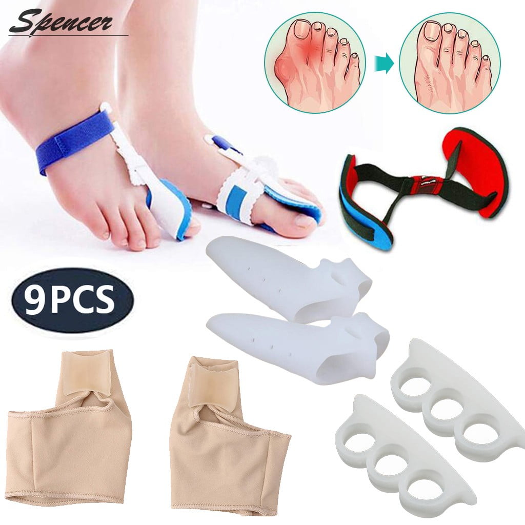 Spencer 9 in 1 Bunion Corrector & Cushion Separators Kit Hallux Valgus Big Toe Joint, Toe Separators Spacers Straighteners Splint Aid Treatment