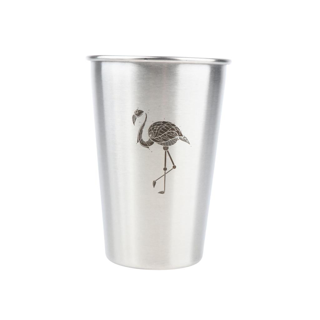 500ml Steel Pint Metal Cup Camping/Travel Drinking Home Outdoor-Flamingo 