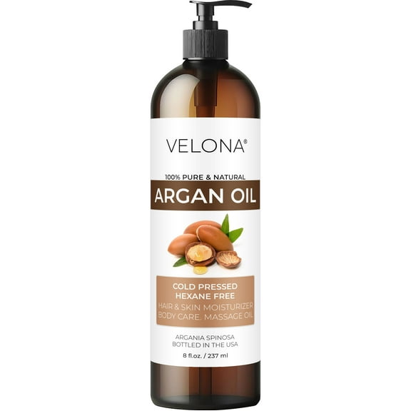 velona Argan Oil - 8 Fl Oz | 100% Pure and Natural | Morocco Oil | Skin, Body and Face Care | Nails Protector | Unrefined, Cold Pressed