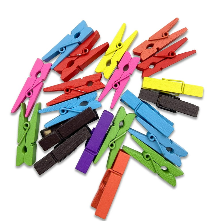 Thinsont 100 Pieces Wood Pegs Crafts Card Paper Picture Hanging Clips  Scrapbooking Art Peg School Clip Decorative Clothespins Colorful 