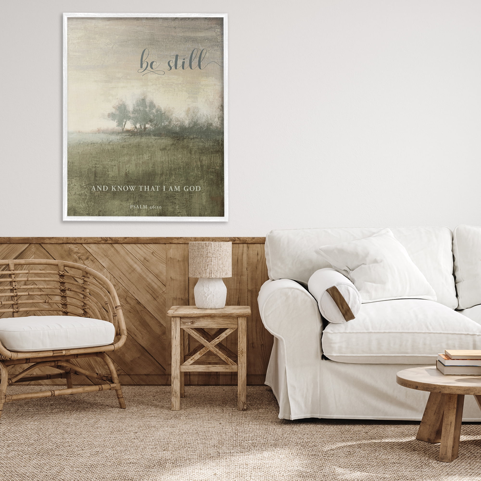Stupell Industries Be Still Psalm 46:10 White Framed Giclee Art, design by Michael Marcon