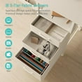 thumbnail image 5 of Lufeiya White Computer Desk with File Drawers Cabinet, 55 Inch Home Office Desk with Monitor Stand Shelves, Writing Study Gaming Desks with Led Lights and Power Outlets for Bedroom, White, 5 of 5