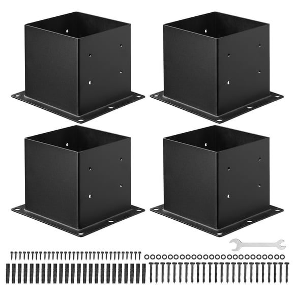 VEVOR 4 Pack 4x4 Post Base Brackets Wood Fence Post Anchor Inner Size 3.6x3.6 inch