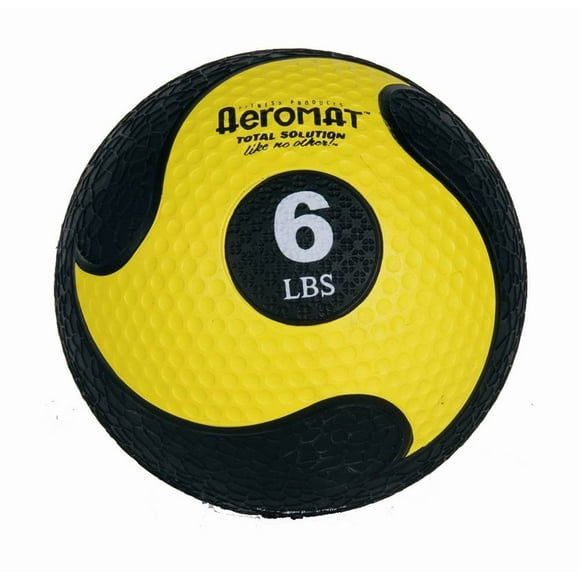 Balón medicinal Aeromat Deluxe, 2,7 kg, negro y amarillo, 23 cm de diámetro.