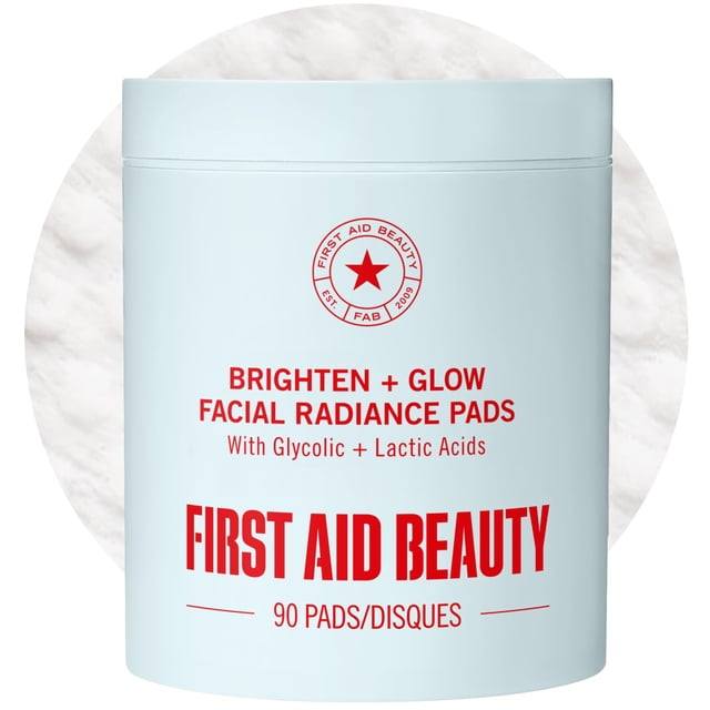 Discos faciales radiantes First Aid Beauty 90 unidades exfoliantes con AHA