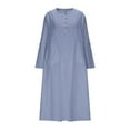 thumbnail image 5 of Drses‌‌ ‌‌‌‌‌‌‌‌‌‌‌‌‌‌‌‌‌‌‌‌‌‌‌‌‌‌‌‌‌‌Women's Plus Size Cotton Linen Dress - Long Sleeve Button Up Round Neck Casual with Pockets, 5 of 7