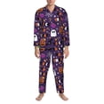 thumbnail image 3 of Naloa Halloween Sweet Candy Men’s Pajamas Set - Long Sleeve Button Down Sleep Shirt and Pajama Bottoms Sleepwear Set-Medium, 3 of 7