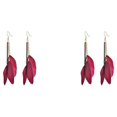 thumbnail image 4 of Sonducket 2 uds pendientes cadena pluma bohemio largo pendiente exhibición elfo joyería Navidad Halloween Acción de Gracias regalos rojo Rojo 2Conjunto, 4 of 6