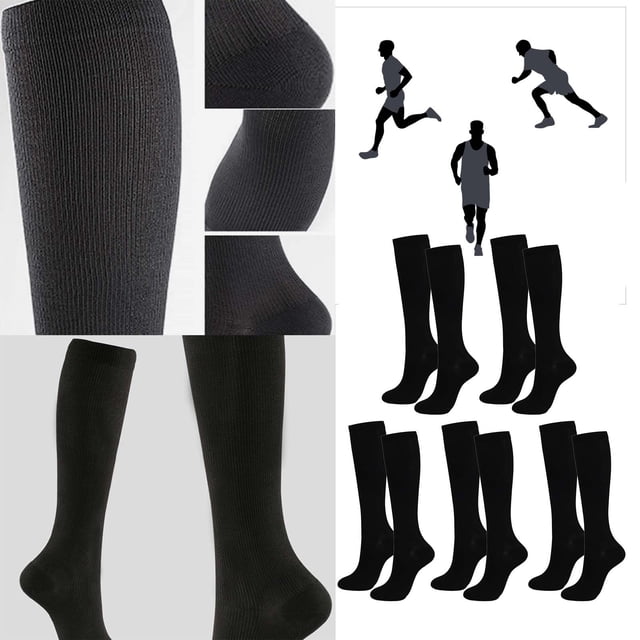 5 Pairs Solid Compression Socks for Athletic Performance Enhanced Circulation Support During Running Cycling Fitness Activities