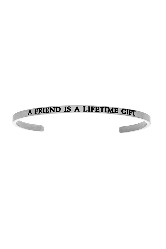 Stainless Steel A FRIEND IS A LIFETIME GIFT Diamond Accent Cuff Bangle Bracelet, 7