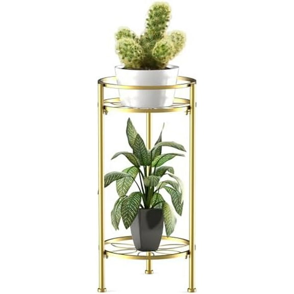 Plant Stand Indoor ,2 Tier Metal Plant Stand 23.5'' Tall Heavy Duty Sturdy Plant Shelf Holder,Rustproof Decorative Plant Stands Outdoor for Corner Garden Patio Livingroom Balcony