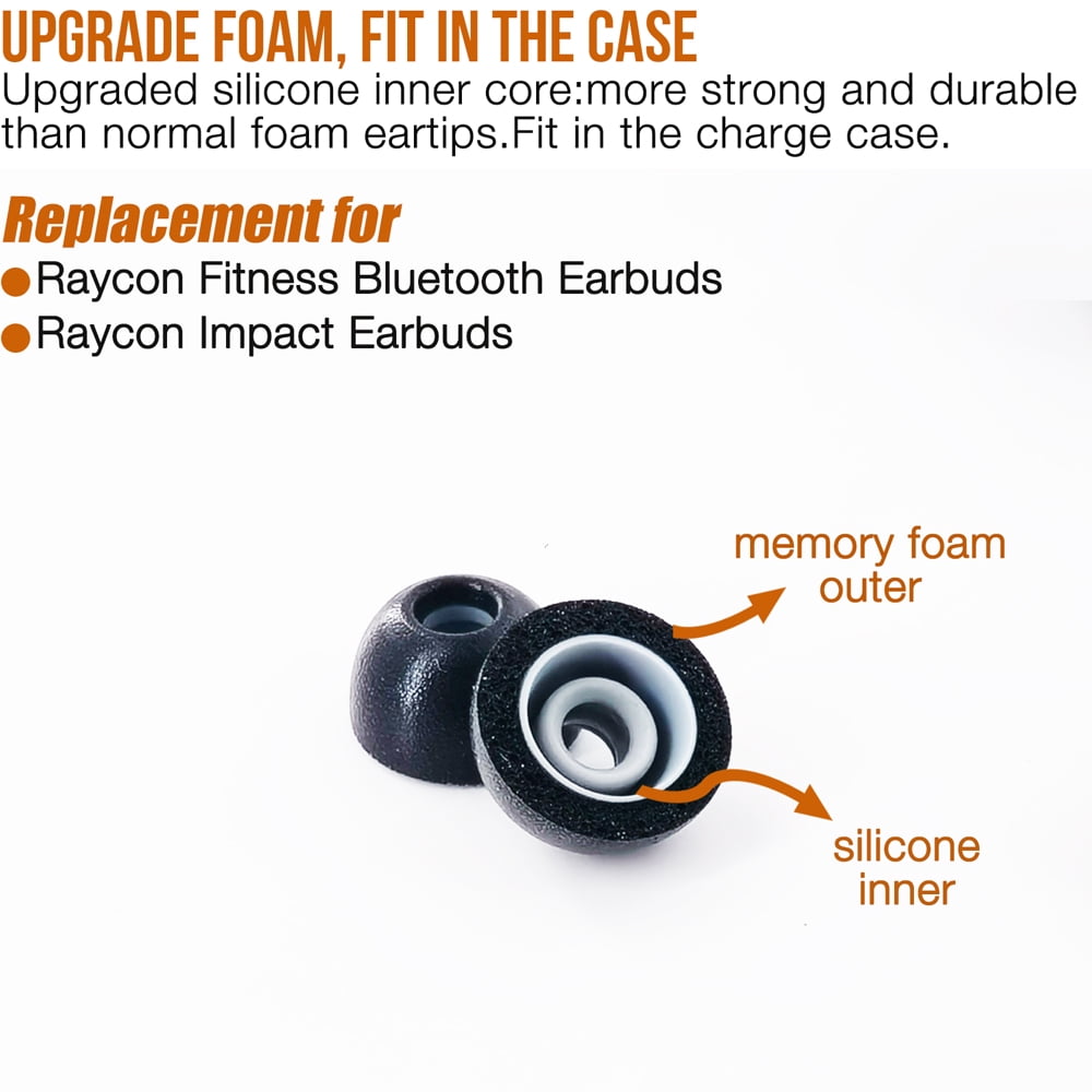 TENNMAK 2 Layers Memory Foam Eartips Replacement for Raycon Fitness Bluetooth True Wireless Earbuds Earpad Upgrade