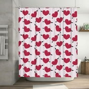 Pink Heart Cupid Arrow Pattern Shower Curtain, Love Backdrop Waterproof Bath Curtains for Bathroom Decorations, 72 x 72 inches