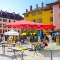 thumbnail image 2 of Yescom Parasol de Patio Double Face 15 Pieds Ombre Solaire Manivelle Jardin Extérieur Marché Rouge, 2 of 9